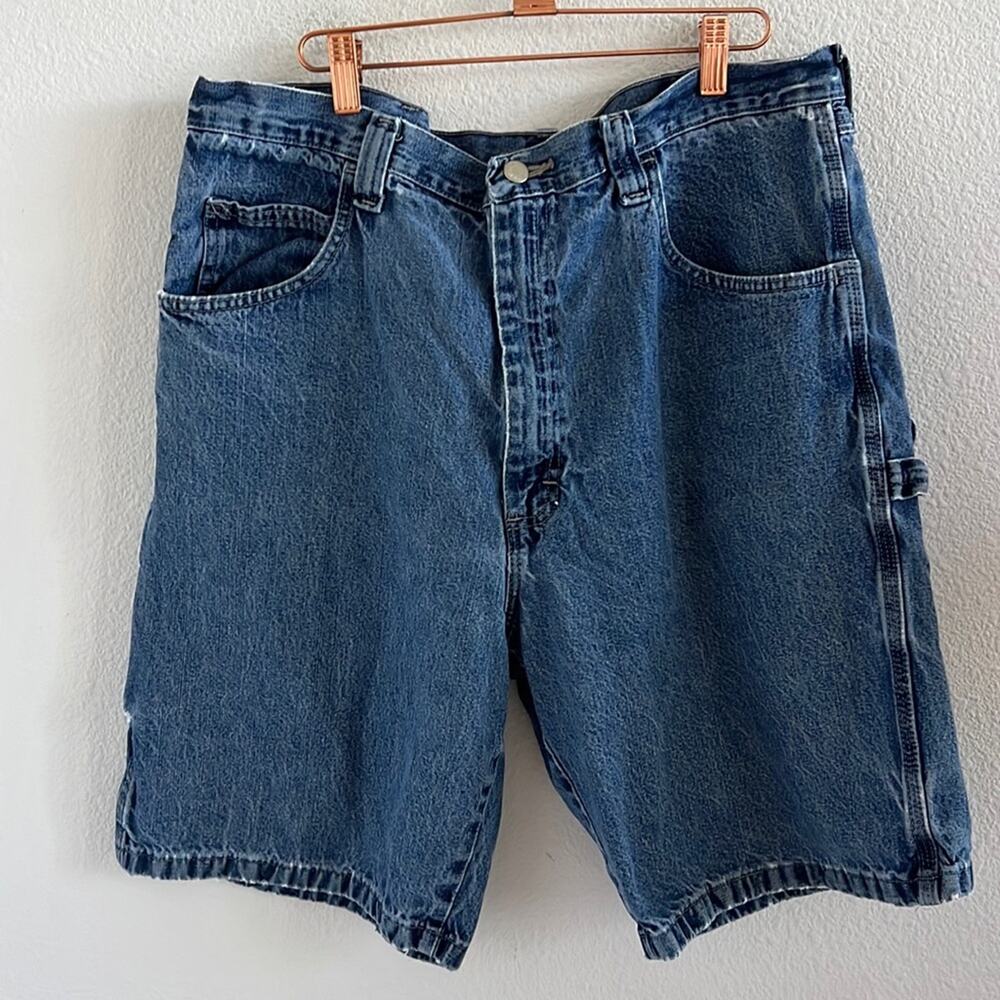Wrangler Vintage Made in Mexico Carpenter Denim Jean Shorts Distressed 36